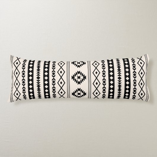 Aztec Black op Cream Mixed Motifs (V) Pattern Lichaamskussen (Voorkant)
