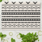 Aztec Black op Cream Mixed Motifs (V) Pattern Theedoek (Gevouwen)