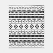 Aztec Black op White Mixed Motifs Pattern Fleece Deken (Voorkant)