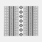 Aztec Black op White Mixed Motifs Pattern Fleece Deken (Voorkant (Horizontaal))
