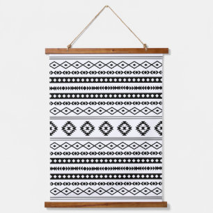 Aztec Black op White Mixed Motifs Pattern Hangend Wandkleed