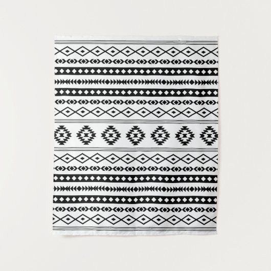 Aztec Black op White Mixed Motifs Pattern Wandkleed (Voorkant)