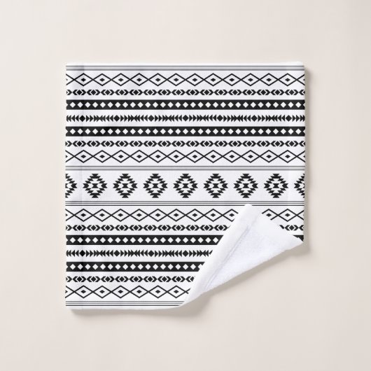 Aztec Black op White Mixed Motifs Sml Pattern Bad Handdoek (Wasdoekje)