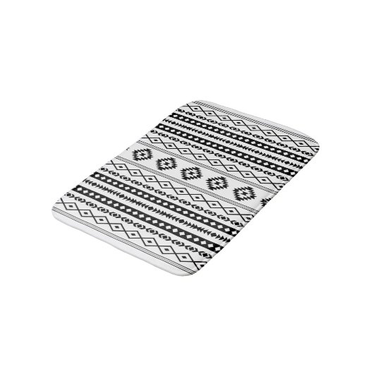 Aztec Black op White Mixed Motifs (V) Pattern Badmat (Gekanteld)