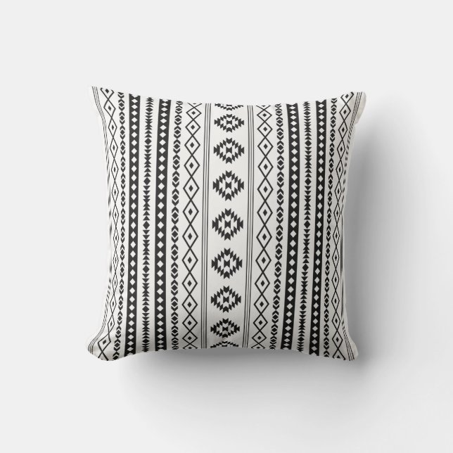 Aztec Black op White Mixed Motifs (V) Pattern Buitenkussen (Voorkant)