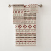 Aztec bladert rostcrème gemengd rotifs Rpt Pattern Bad Handdoek (Insitu)