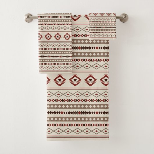 Aztec bladert rostcrème gemengd rotifs Rpt Pattern Bad Handdoek (Insitu)