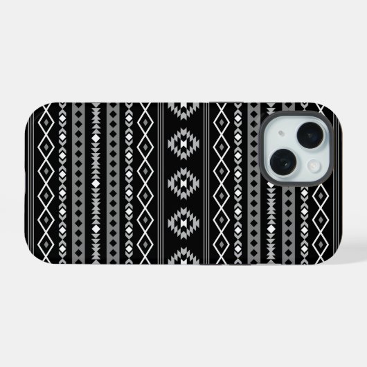 Aztec blanc gris noir Motifs mélangés Motif (Verso Horizontal)