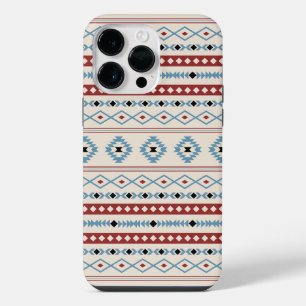 Aztec Blauw Rood Zwart Crème Gemengde Motieven Pat iPhone 14 Pro Max Hoesje