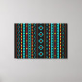 Aztec Blauwgroen Reds Geel Gemengde Motifs V Patro Canvas Afdruk (Voorkant)