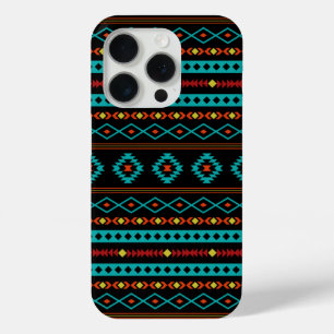 Aztec Blauwgroen Reds Geel zwart, gemengd patroon iPhone 15 Pro Case