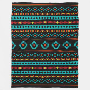 Aztec Blauwgroen Reds Geel zwart, gemengd patroon Fleece Deken