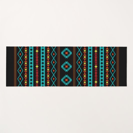 Aztec Blauwgroen Reds Geel zwart, gemengd patroon Yogamat (Voorkant (horizontaal))
