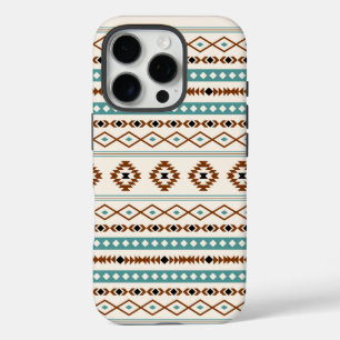 Aztec Blauwgroen Terracotta Black Cream Mixed Patt iPhone 16 Pro Hoesje