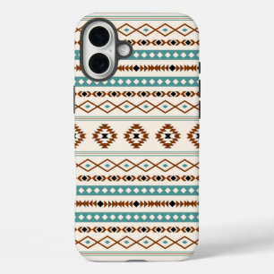 Aztec Blauwgroen Terracotta Black Cream Mixed Patt iPhone 16 Plus Hoesje