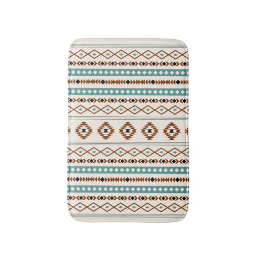 Aztec Blauwgroen Terracotta Blk Crm gemengd motifs Badmat (Voorkant Verticaal)