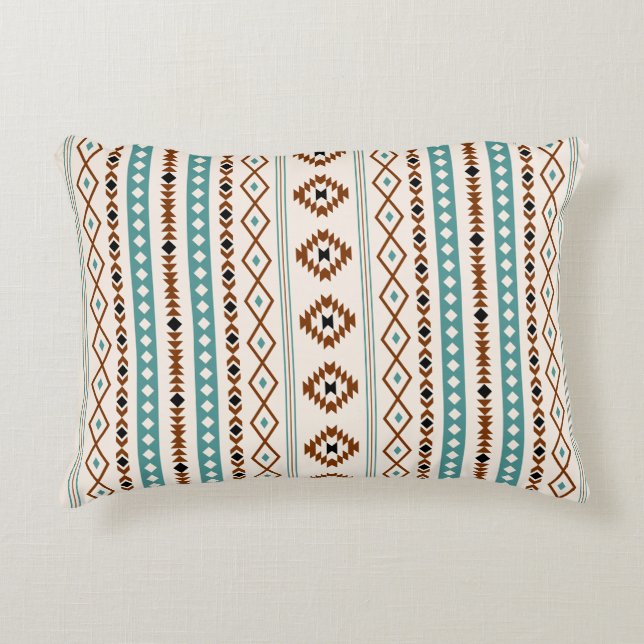 Aztec Blauwgroen Terracotta Blk Crm Mix Motifs(V)P Accent Kussen (Voorkant)