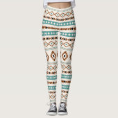 Aztec Blauwgroen Terracotta Blk Crm Mixed Motifs P Leggings (Voorkant)
