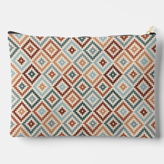 Aztec Block Symbol Pattern Teals CRM Terracotta Etui (Achterkant)