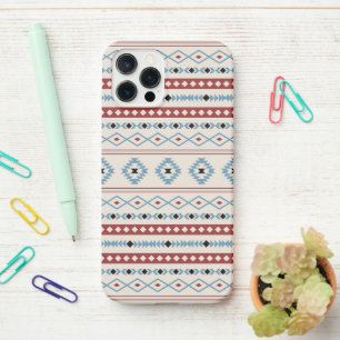 Aztec Blue Red Black Cream Gemengde Motieven Patro iPhone 12 Pro Hoesje