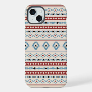 Aztec Blue Red Black Cream Gemengde Motieven Patro iPhone 15 Plus Case
