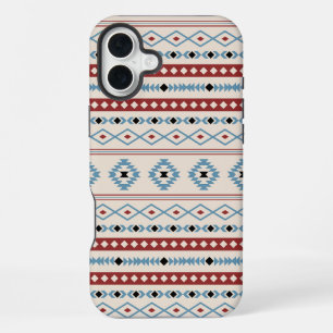Aztec Blue Red Black Cream Gemengde Motieven Patro iPhone 16 Plus Hoesje
