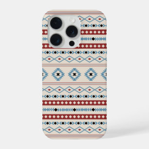 Aztec Blue Red Black Cream Gemengde Motieven Patro iPhone 15 Pro Hoesje
