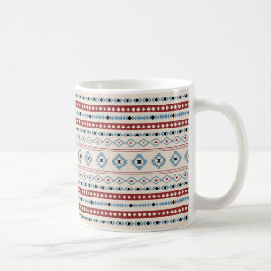 Aztec Blue Red Black Cream Gemengde Motieven Patro Koffiemok