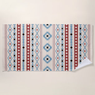 Aztec Blue Red Black Cream Gemengde Motieven Patro Strandlaken