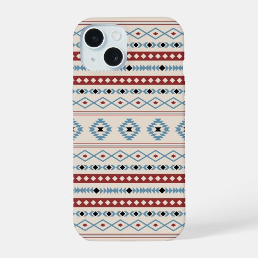 Aztec Blue Red Black Cream Mixte Motifs Motif (Verso)