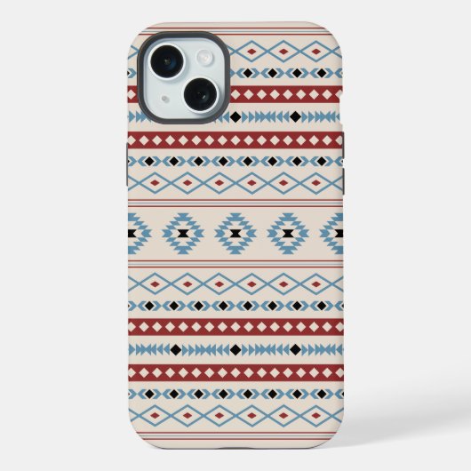 Aztec Blue Red Black Cream Mixte Motifs Motif (Verso)