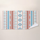 Aztec Blues Crème Rouge Motifs Mixtes Motif (Serviette de bain)