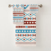 Aztec Blues Crème Rouge Motifs Mixtes Motif (En situation)