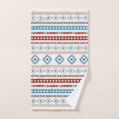 Aztec Blues Crème Rouge Motifs Mixtes Motif (Serviette à main)