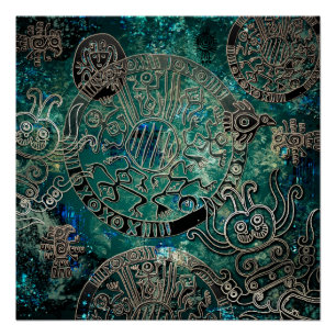 Aztec blues Poster Paper (halfglanzend) Perfect Poster