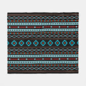 Aztec Blues Reds Black Mixed Motifs (H) Pattern Fleece Deken (Voorkant (Horizontaal))