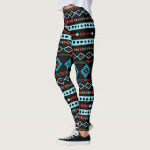 Aztec Blues Reds Black Mixed Motifs Pattern Leggings (Links)