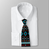 Aztec Blues Reds Black Mixed Motifs Rpt Pattern Stropdas (Gebonden)