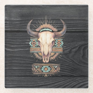 Aztec Boho Skull Glazen Onderzetter