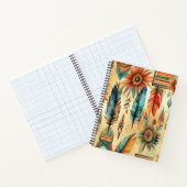 Aztec Boho Tribal Blauwe veren Notitieboek (Binnen)