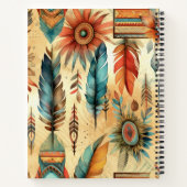 Aztec Boho Tribal Blauwe veren Notitieboek (Achterkant)