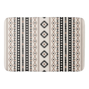 Aztec Brown Black Cream Mixed Motifs Patroonstrand Badmat