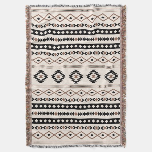 Aztec Brown Black Cream Mixed Motifs Pattern Deken (Voorkant Verticaal)