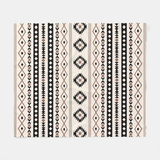 Aztec Brown Black Cream Mixed Motifs Pattern Fleece Deken (Voorkant (Horizontaal))