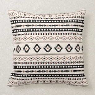 Aztec Brown Black Cream Mixed Motifs Pattern Kussen