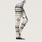 Aztec Brown Black Cream Mixed Motifs Pattern Leggings (Rechts)