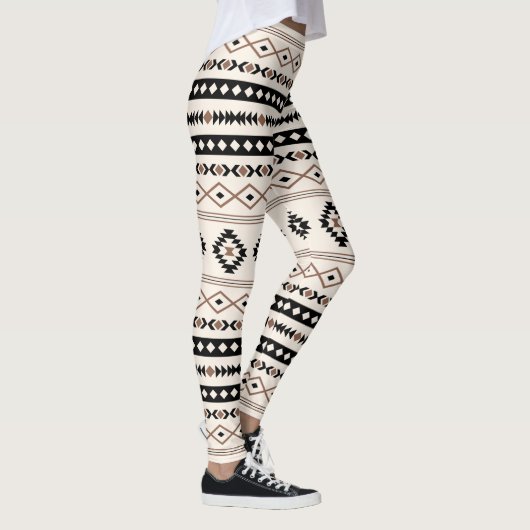 Aztec Brown Black Cream Mixed Motifs Pattern Leggings (Rechts)
