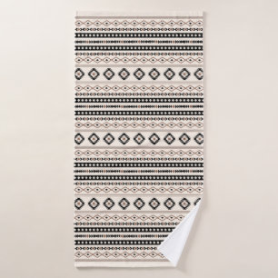 Aztec Brown Black Cream Mixed Motifs Rpt Pattern Badhanddoek