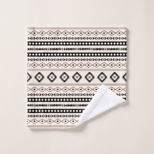 Aztec Brown Crème Noire Motifs Mixtes Motif Rpt (Gant de toilette)