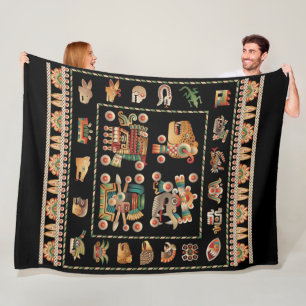 Aztec Calendar Fleece Deken
